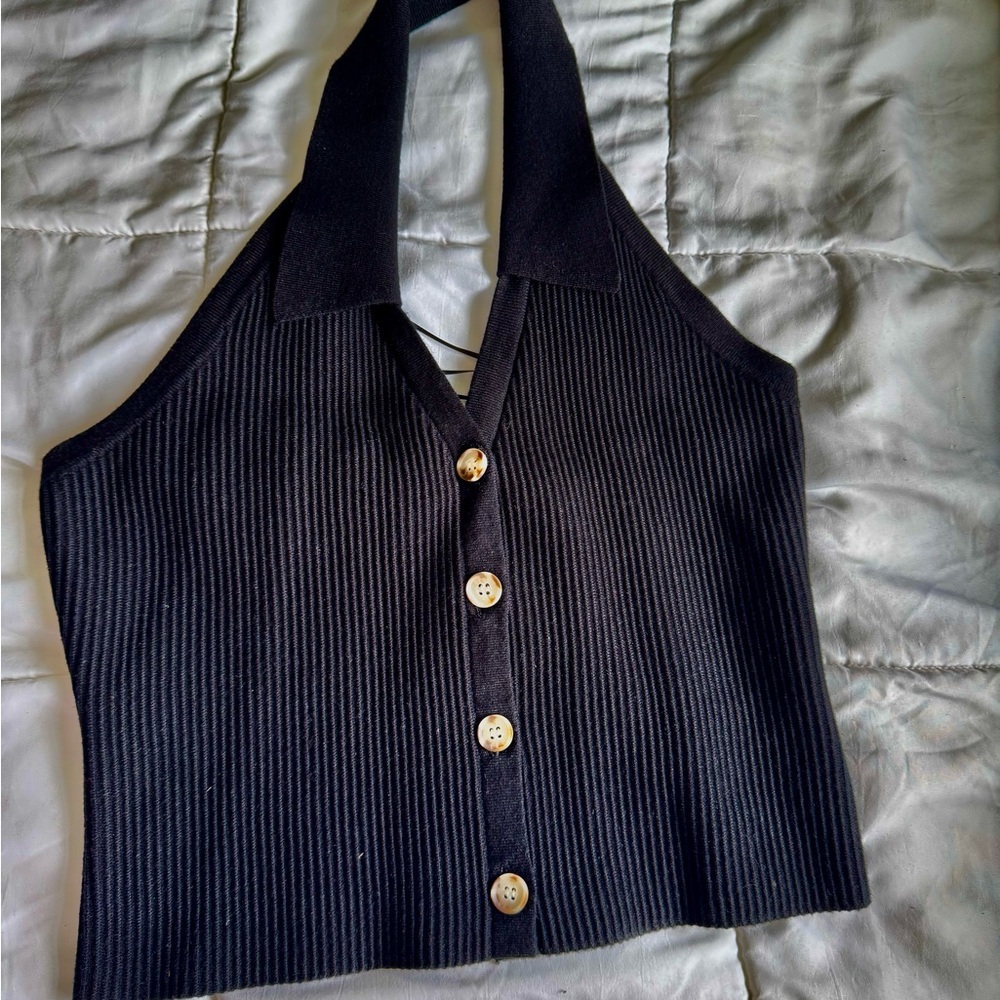Express Black Ribbed Halter Top - Picture 5 of 7
